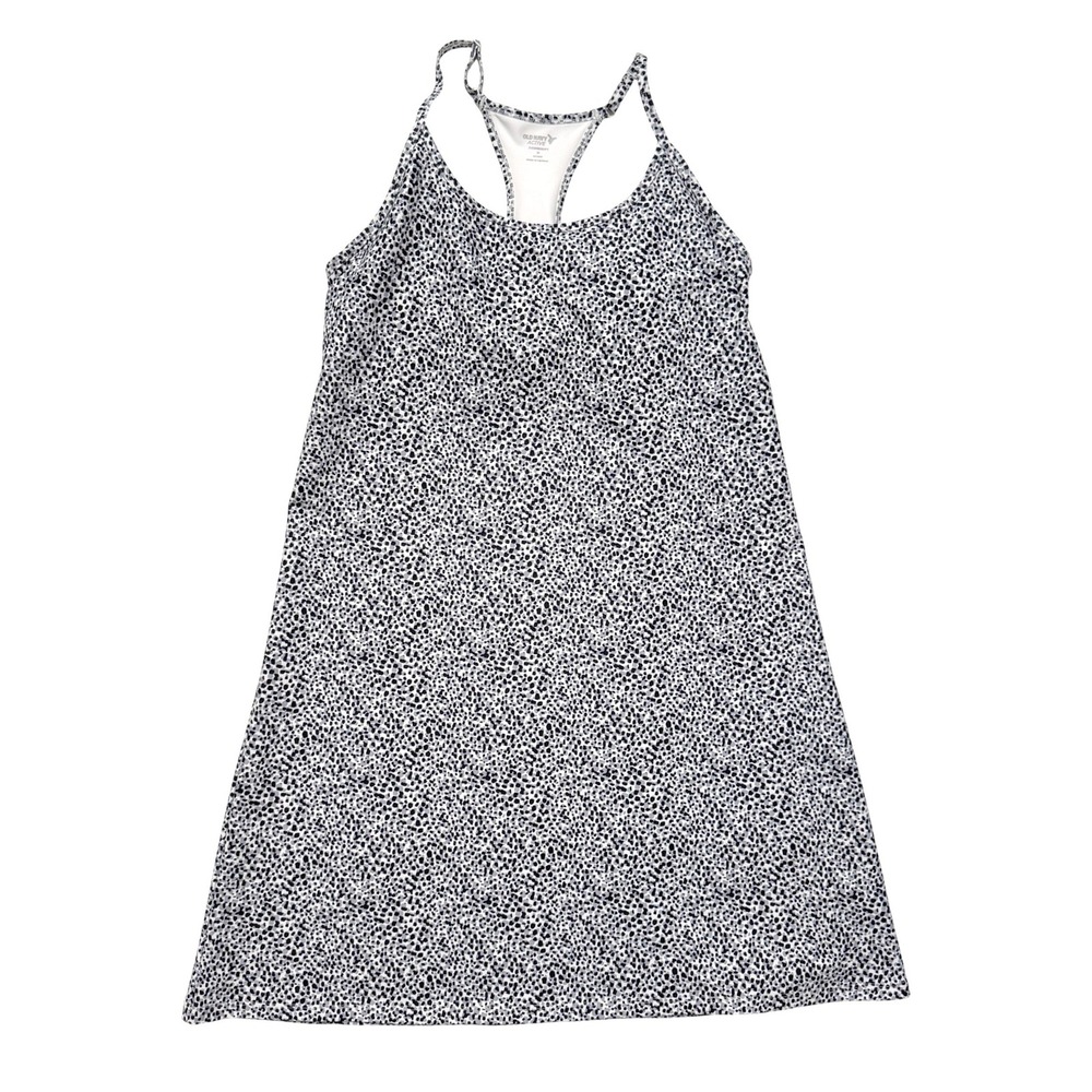 Old Navy Powersoft Workout Athletic Dress Black White Spotted Racerback M‎